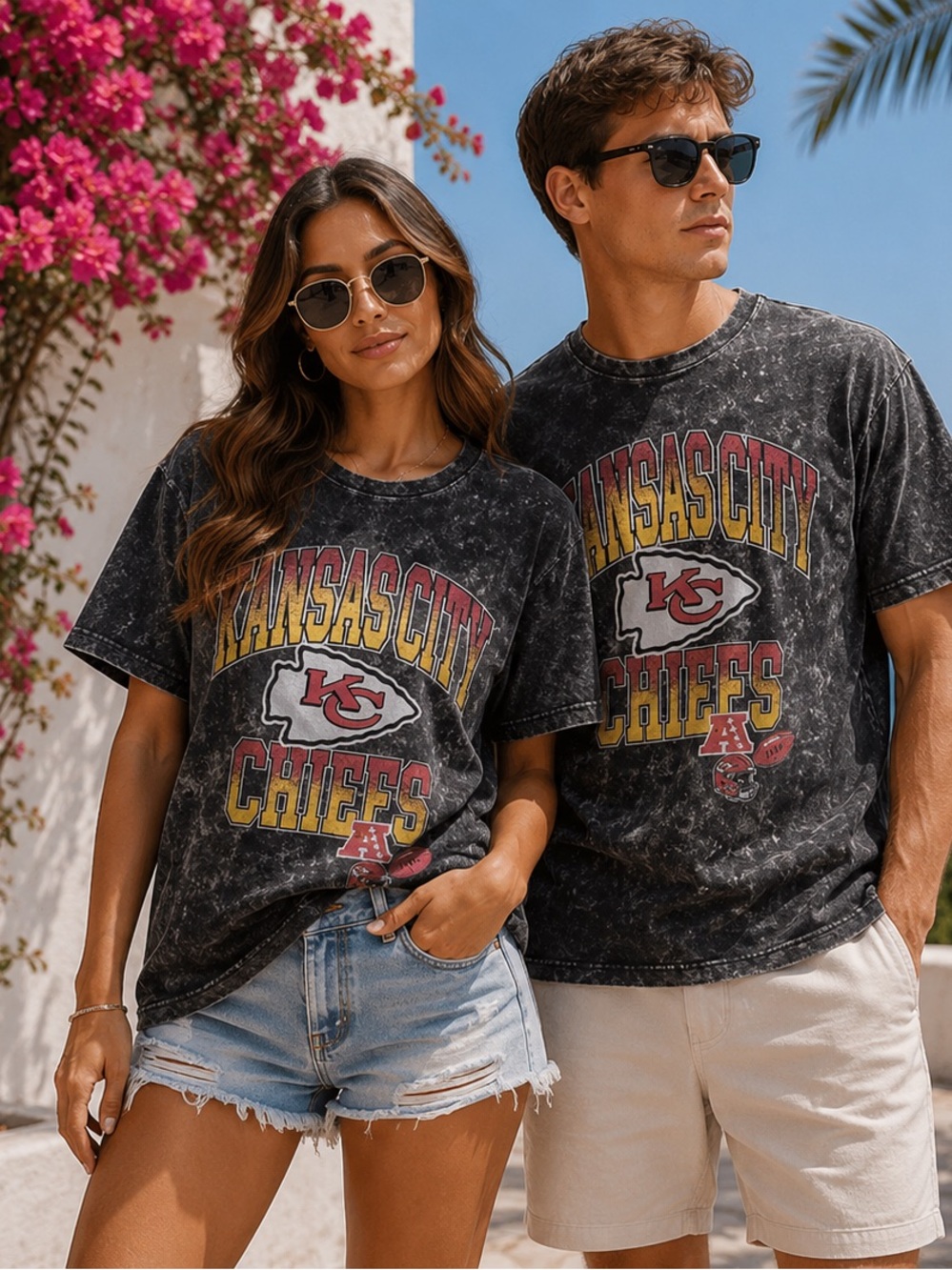 Unisex - NFL Kansas City Chiefs Graphic Acid Wash Tee